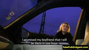 Hitchhiking eurobabe creampied in car