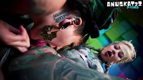 inexperienced tattooed hippie girl gets anal lesson from alternative pornstar
