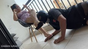 Goddess Lohan - Worship My Feet and Lick My Dirty Slippers While I Enjoy the View and Smoke My Cigarette - PT2
