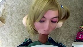 Incredible Pov Of A Blond Tranny Giving Head