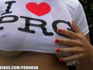 FIT Czech beauty with HUGE natural tits rides hard cock