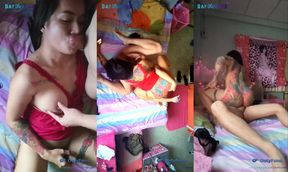 Ladyboy big dick slut gushes twice from white cock POV Hard Anal Sex