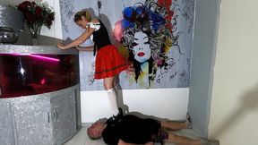 German Girl Trampling In Black Platform Mary Jane Heels