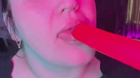 POPSICLE SUCKING, TONGUE TEASING AND WET MOUTH CLOSE-UPS