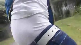 Twink jerks off outdoors in public amateur solo