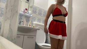 Toilet sitting while waiting for christmas''
