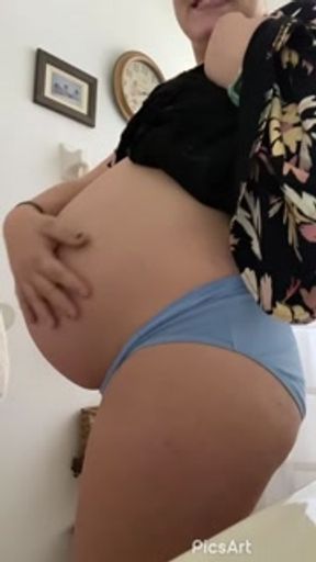 Safe for work pregnant tease while family is in other room