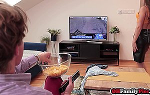 Serina Gomez changing clothes in front of stepbro and lusts for big dick