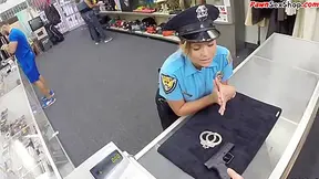 Police Babe Fucked And Facialized In Pawnshop Office By Bwc