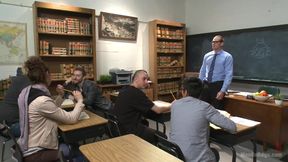 Straight Professor Gets Edged and Dildo Fucked in the Classroom
