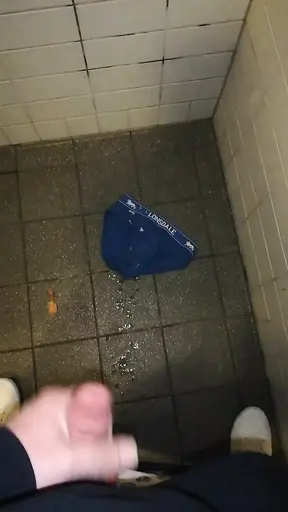 Wank and cum in public toilett