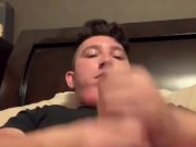 Stroking cock until volcanic eruption