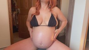 Heavily Pregnant Milf Belly Show off, Naughty Talk and Play