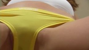 Heather Vandeven JOI Perfection Tight WET Yellow & Pink Panties Fuzzy Kneesocks with Sweet Sexy Jerk Off Encouragement! Full Scene Video!