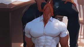hot gay group sex in the office with the boss fucking their asses!