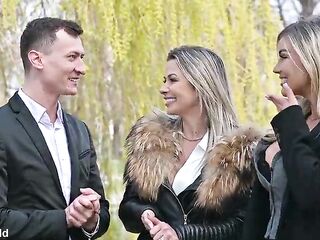 Golden-haired BFFs Shalina Devine And Aspen Raign Tempt Shy Man Into Steamy Anal 3some GP3485