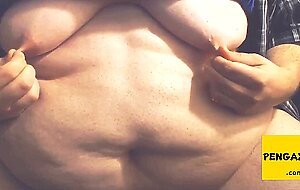 FAT Belly & Boobs - Moobs Play.  Saggy Fatty Tits