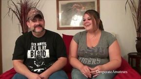 Watch this curvy first-timer MILF get her throat stretched and her throat drilled in a wild swinger casting party