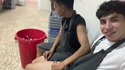 Submissive Latino in BDSM Cross Bondage, Ass Eating & Public Hotel Kitchen Sex