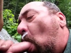 Older Man Sucks Young Cock Outdoors