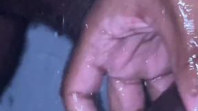 Big black cock fills the shower as DameSmiff jerks off