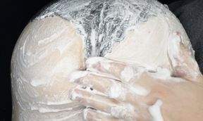 Relaxing ASMR foam massage on big round booty