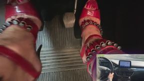 Red High Heels Driving
