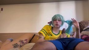 Brazilian Hatsune Miku Blowjob and Handjob Cum