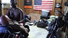 Interracial bareback on my Harley