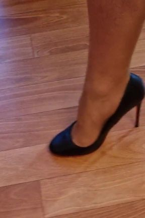 Walking Practice Before Cum in My New Black Pumps