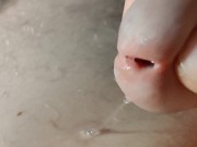 I am having fun with the glans to the precum