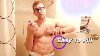 Muscular Gay Guy Solo Anal Play with Toys in Shower
