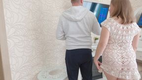 Chubby MILF fucking with tv master