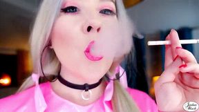 Smoking brat mouth tease