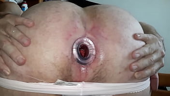 got the medium tunnel plug in me ~ it&rsquo_s 2 &frac12_ inches at its widest!  couldn&rsquo_t get the large tunnel plug in ~ 2 &frac34_ inches wide ~ I&rsquo_ll try again after a good stretching!  enjoy the gape ~ shoot your load inside me ~ I&rsquo_m a