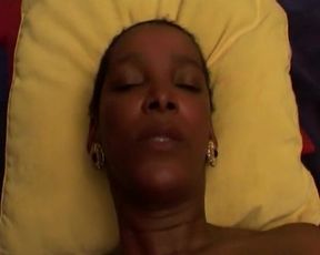 Ebony slut rides big white dick