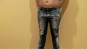 A brunette pees in her jeans  Amateur fetish compilation  A lot of urine