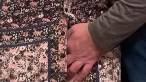 Pervert Old Man Rubs Student's Pussy in the City Bus