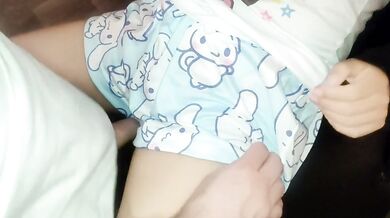 My stepsister’s virgin pussy rubs against my creamy fingers