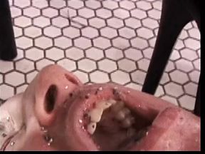 Whores with massive tits and cleavage wearing latex bind and gag a guy in hot fetish sex scene