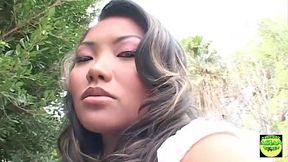 a naughty asian chick in pink lingerie gets her anus pummeled by a bbc