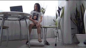 The beautiful lady with the bad leg gets visit from her boss b