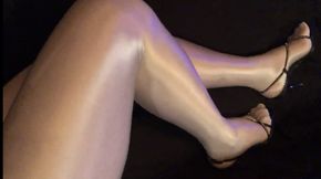 My hot legs on glossy white pantyhose and super sexy sandals.