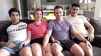 TEEN ORGY - big cock splits holes and 1st time rimming!