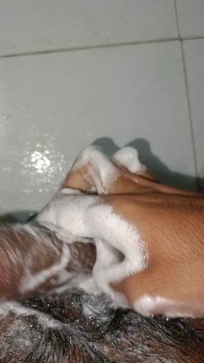 Penis Cleaning while bathing