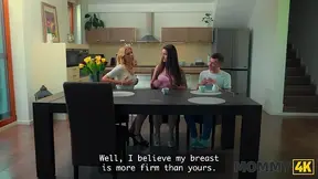 OLDER WOMAN seduces and rides young rod in the kitchen