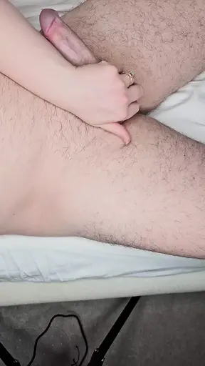 Real amateur couple starts day with cock massage and edging