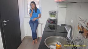 Smoking and wetting my jeans in the kitchen