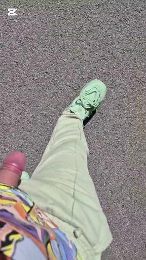 Juicy and thick Bulgarian dick shows off on the street and ends up smearing women's underwear with cum in a store