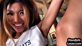Petite asian cheerleader spoiling dick